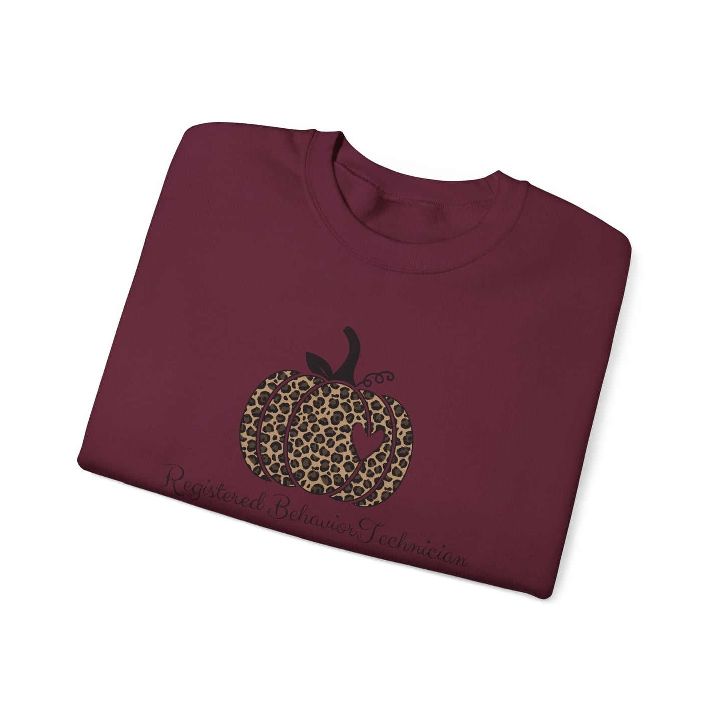 Crewneck Sweatshirt — Leopard Pumpkin "Registered Behavior Technician" Fall Sweatshirt