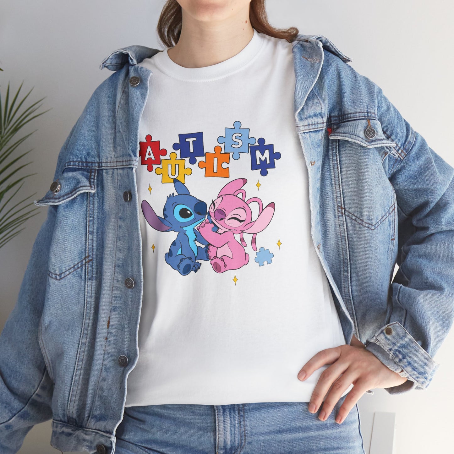 Autism Puzzle Love T-Shirt — Cute Stitch & Angel Friendship Tee