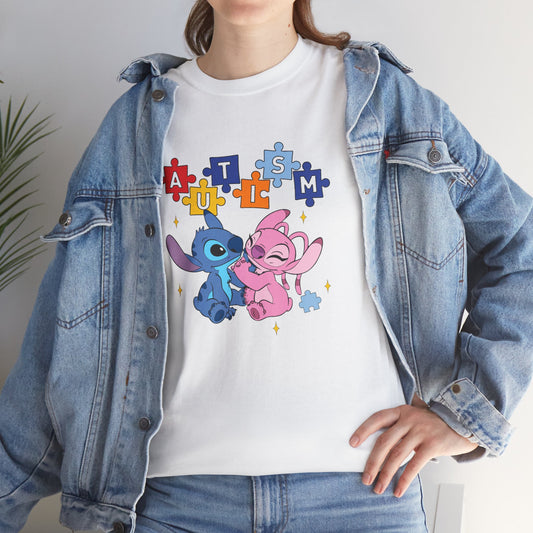 Autism Puzzle Love T-Shirt — Cute Stitch & Angel Friendship Tee