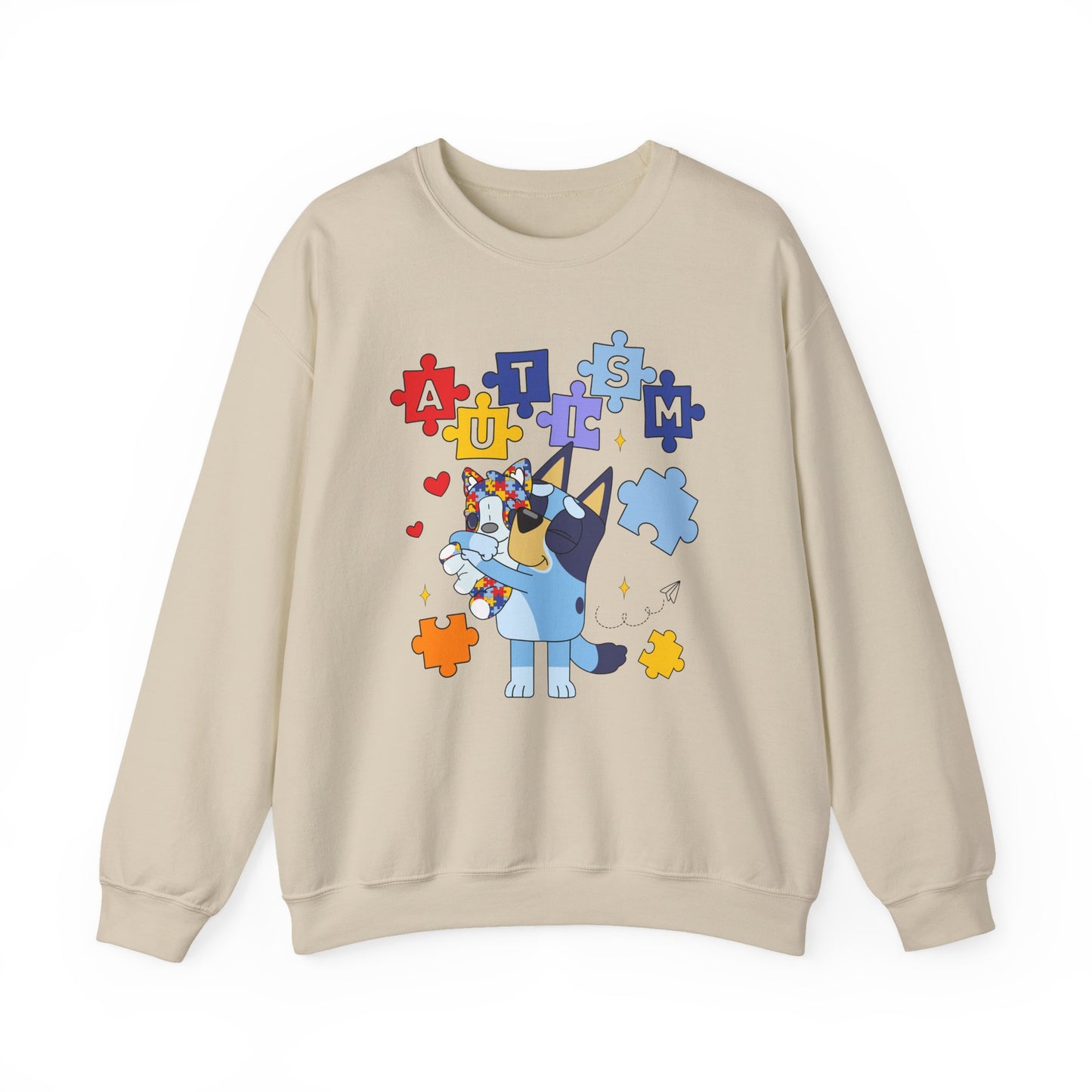 Autism Awareness Puzzle Bluey Paw Crewneck Sweatshirt