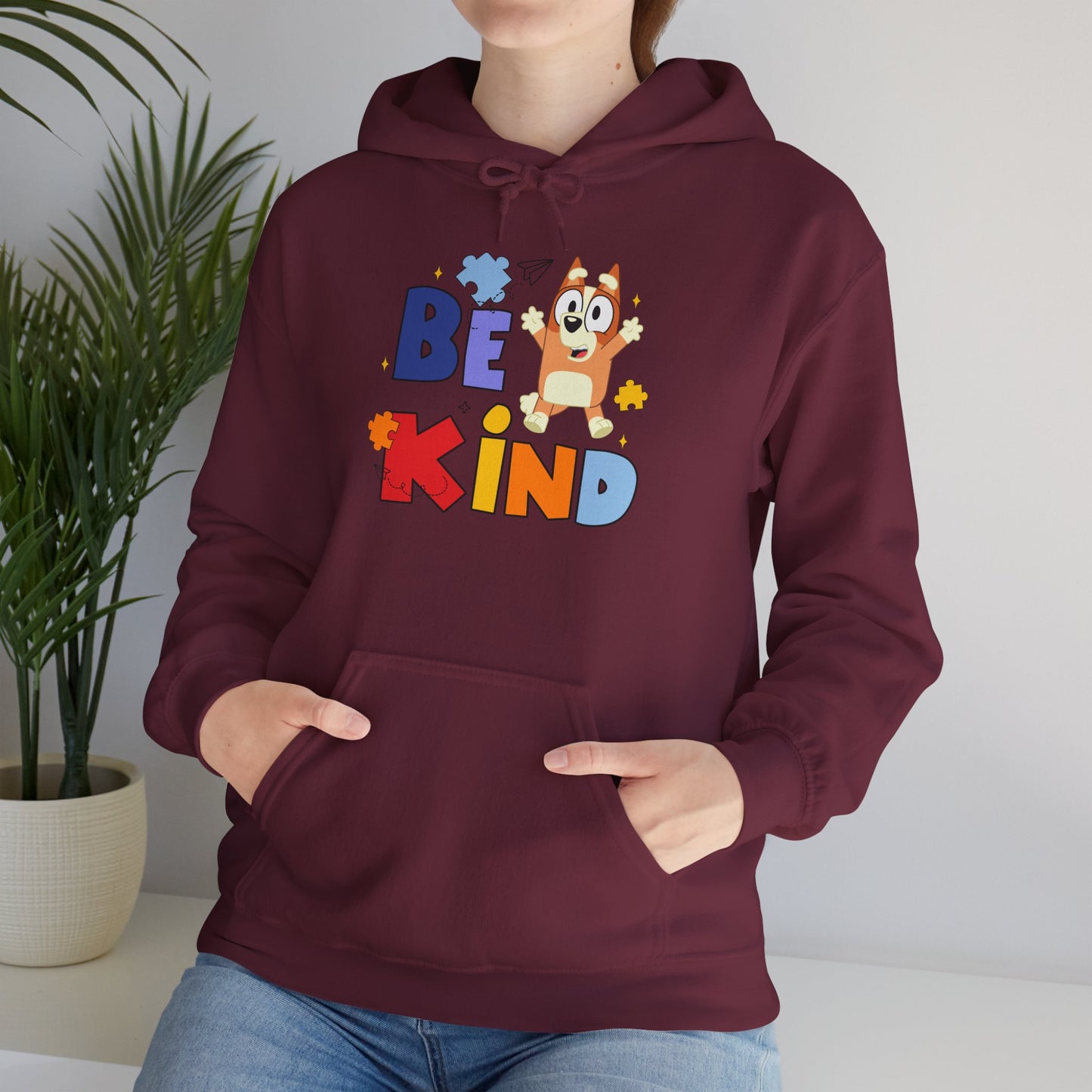 Be Kind Kids Hoodie – Colorful Cartoon Puppy Graphic Hoodie