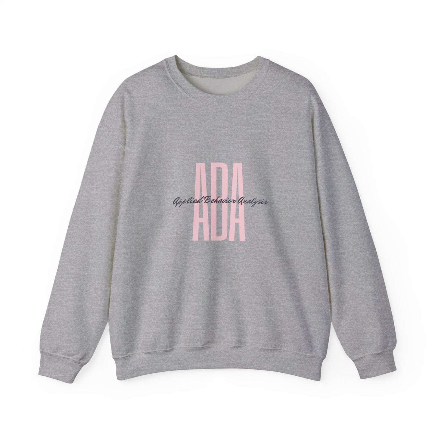 ABA Pink Monogram Crewneck Sweatshirt — Minimalist Initials Graphic Applied Behavior Analysis