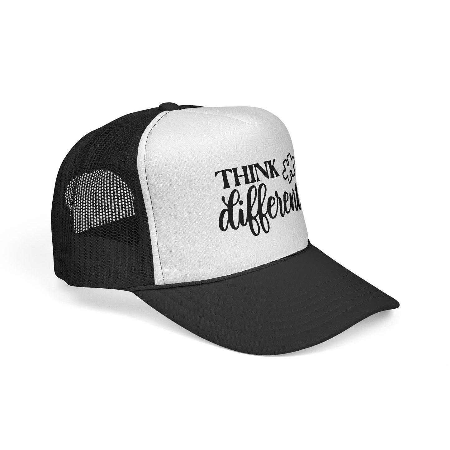 Think Differently Trucker Hat — Inspirational Puzzle Piece Cap