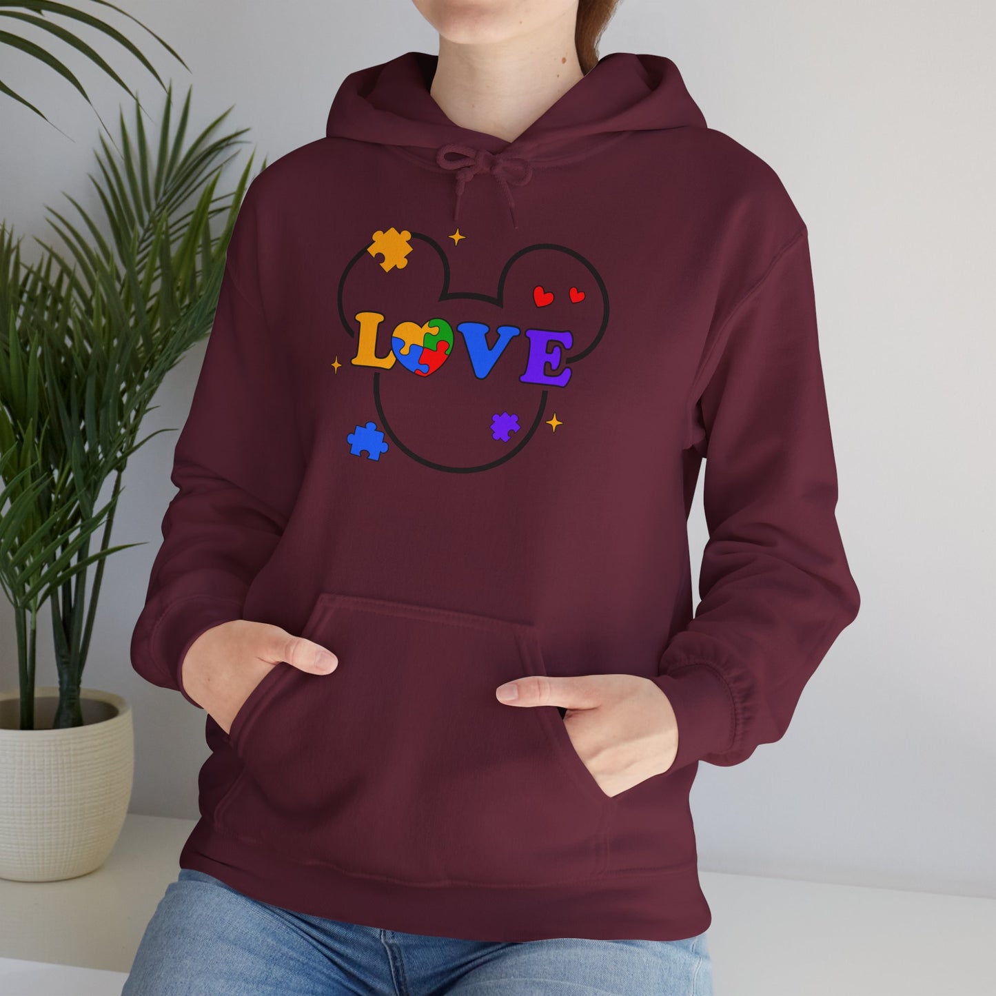 Love Puzzle Heart Hoodie — Autism Awareness Rainbow Puzzle Pieces Love Sweatshirt