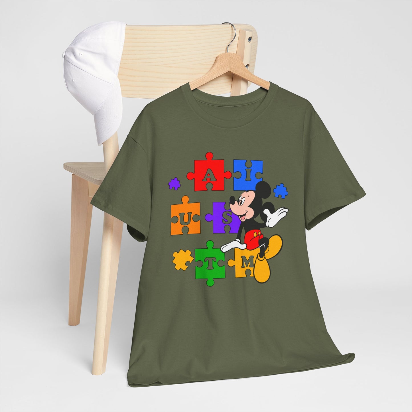 Autism Puzzle Mickey T-Shirt — Colorful Puzzle Pieces "AUTISM" Design