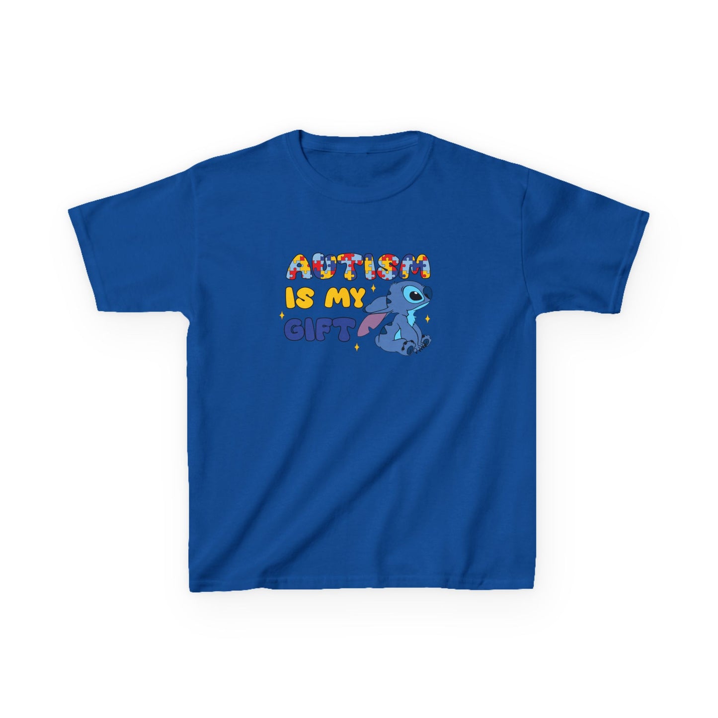 Kids T-Shirt — "Autism Is My Gift" Colorful Puzzle Heart Design