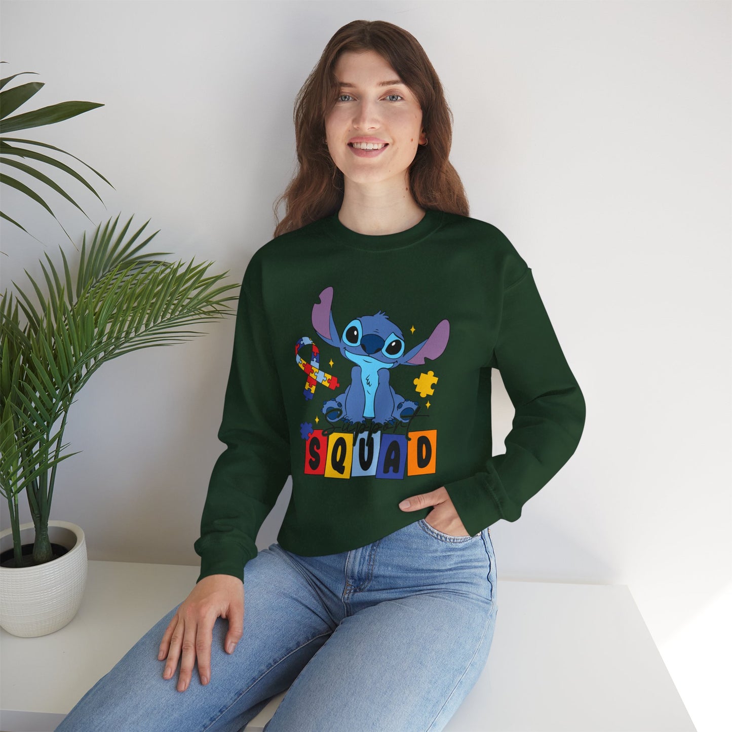Stitch Squad Crewneck Sweatshirt — Cute Blue Alien Graphic Pullover