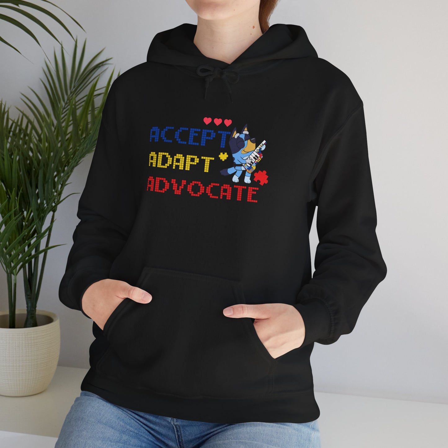 Adopt Advocate Hoodie — "Accept Adapt Advocate" Rescue Dog Paw Print Sweatshirt