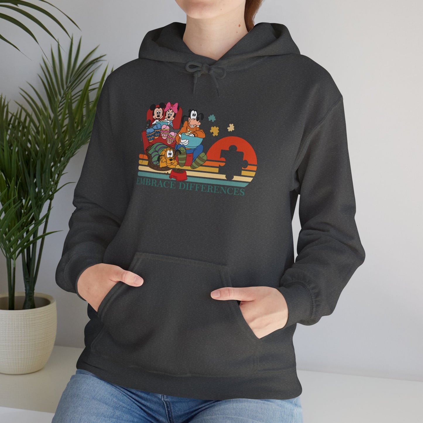 Embrace Differences Hoodie — Retro Pride Diverse Characters Graphic Sweatshirt