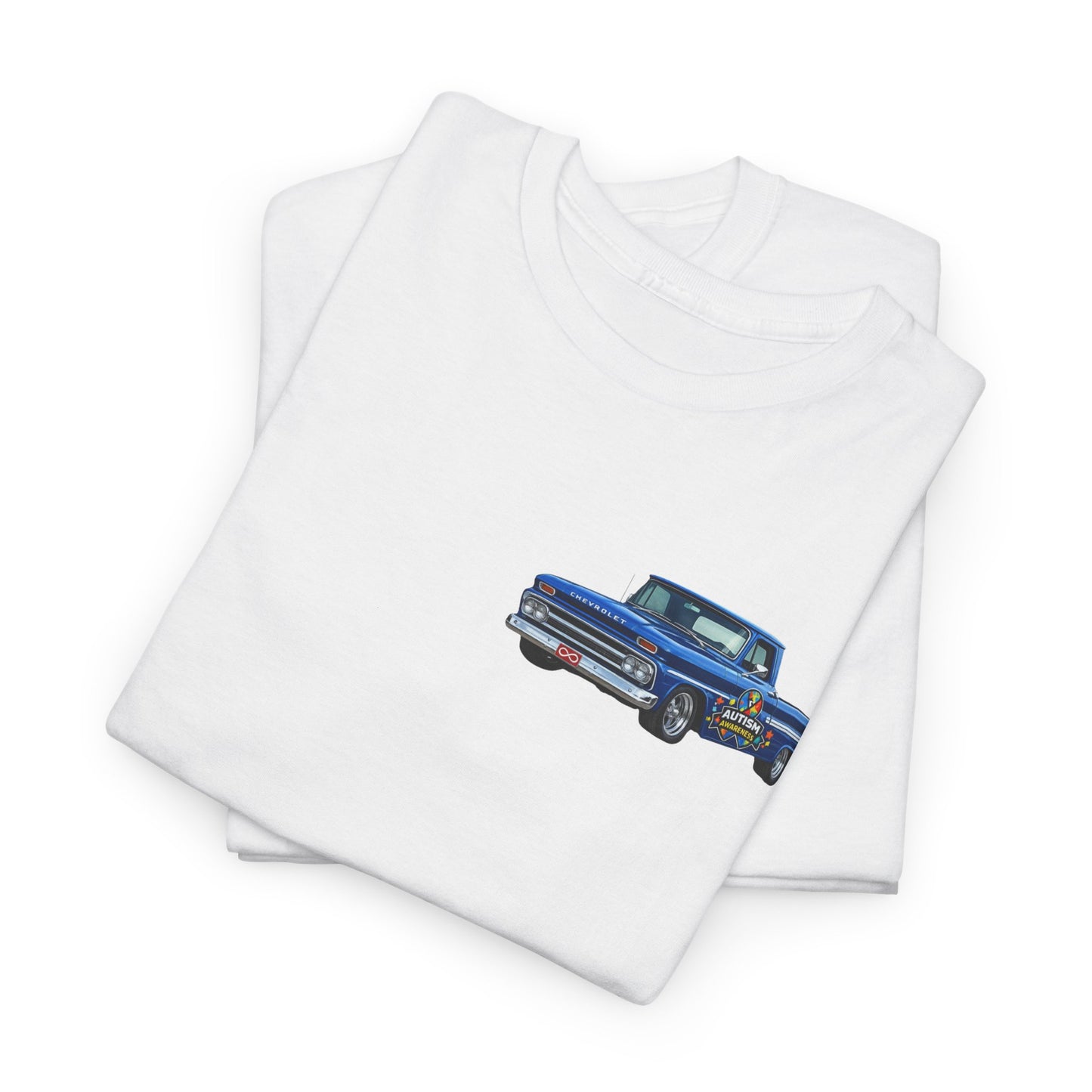 Tim’s Truck Tee- Autism Awareness Truck T-Shirt — Vintage Pickup Puzzle Ribbon Tee