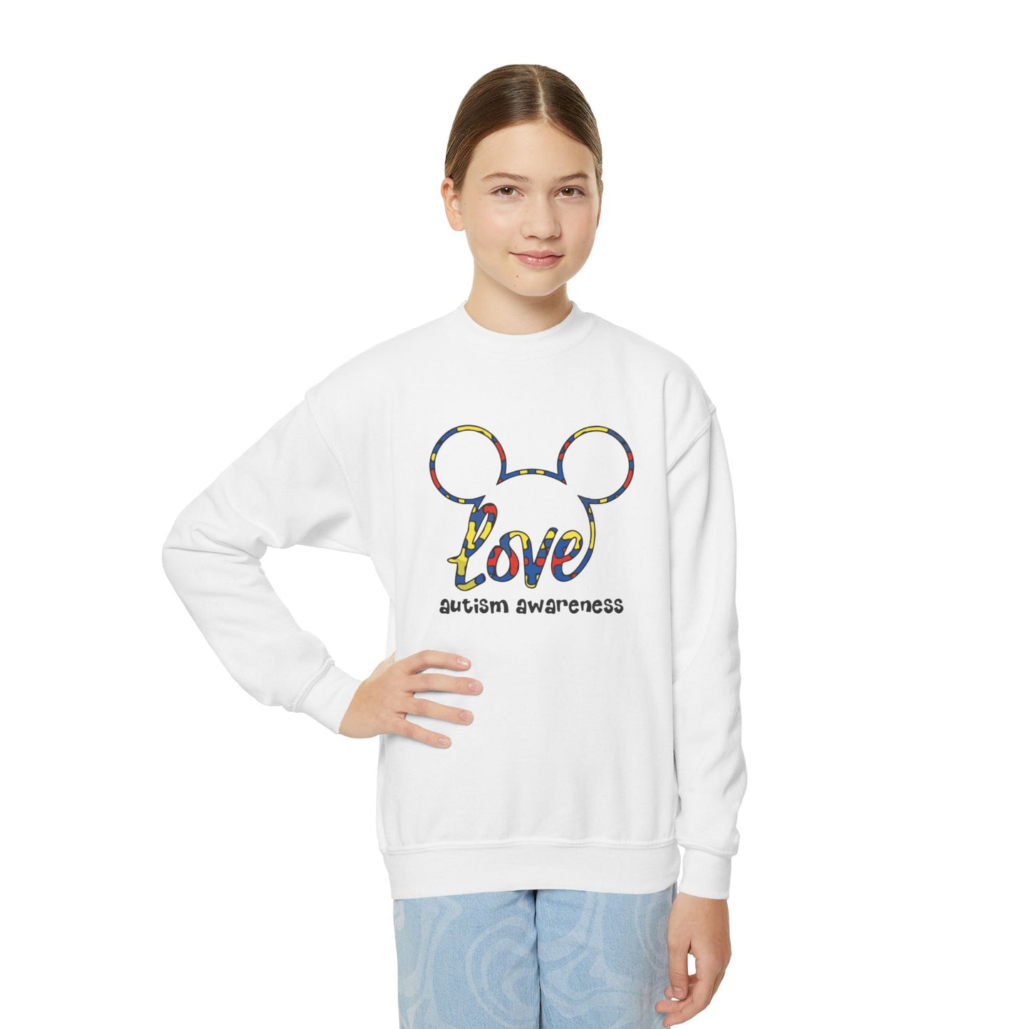 Colorful Autism Awareness Youth Crewneck Sweatshirt