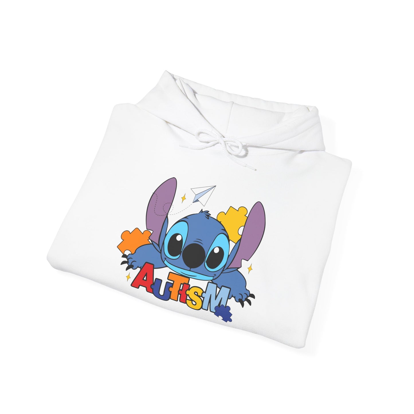 Autism Awareness Hoodie — Cute Cartoon Character with Puzzle Pieces