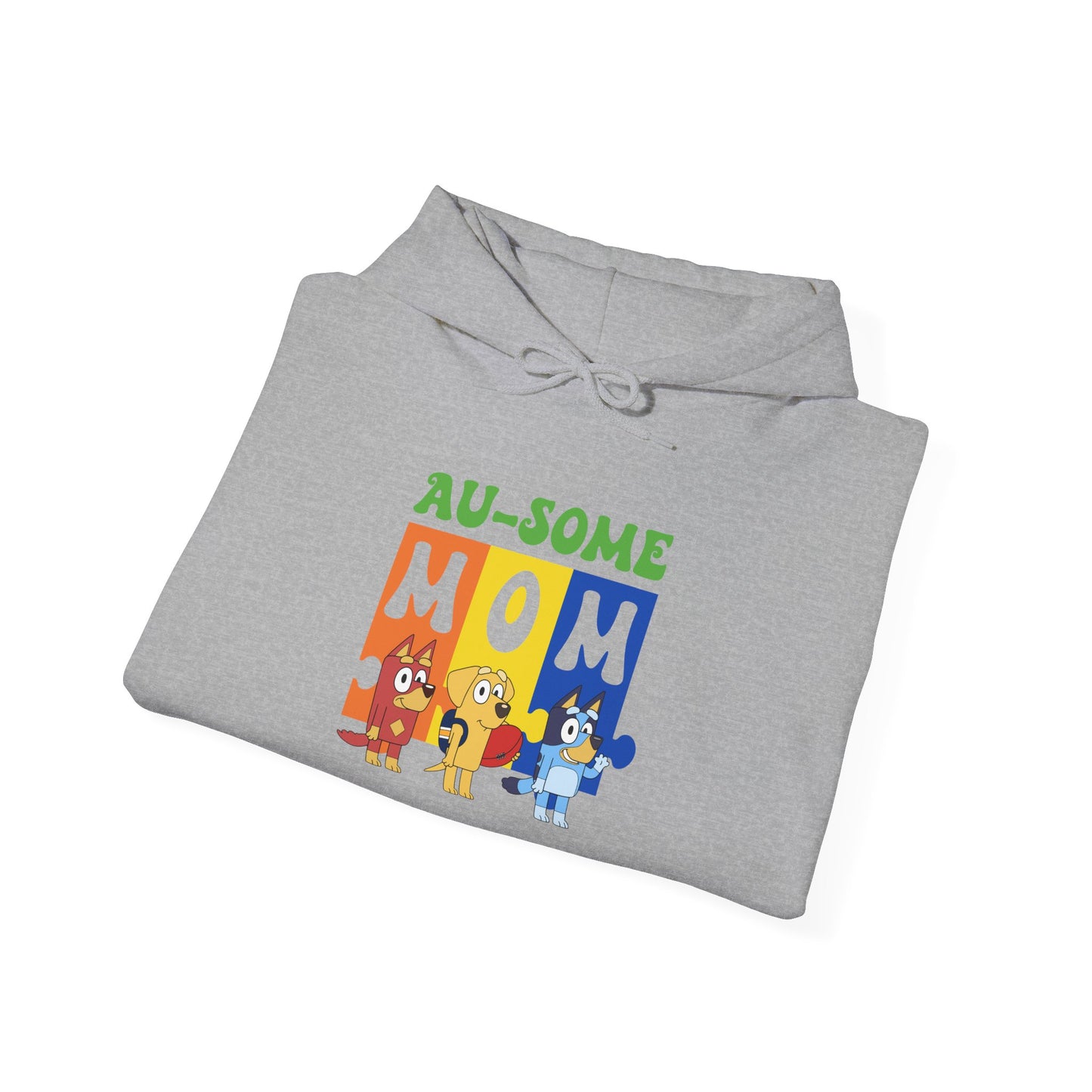 Au-some Mom Hoodie — Colorful Puzzle Piece Autism Awareness Sweatshirt