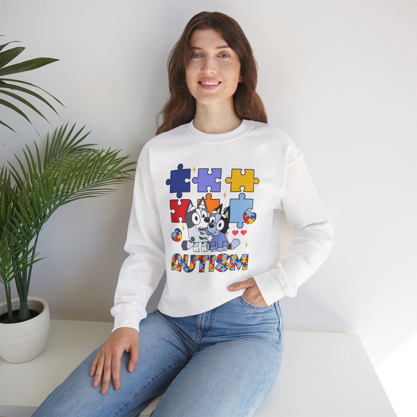 Autism Puzzle Crewneck Sweatshirt — Bluey-Inspired Support Design