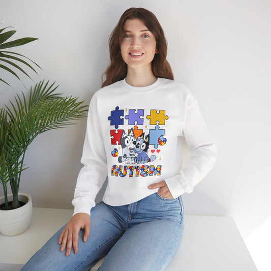 Autism Puzzle Crewneck Sweatshirt — Bluey-Inspired Support Design
