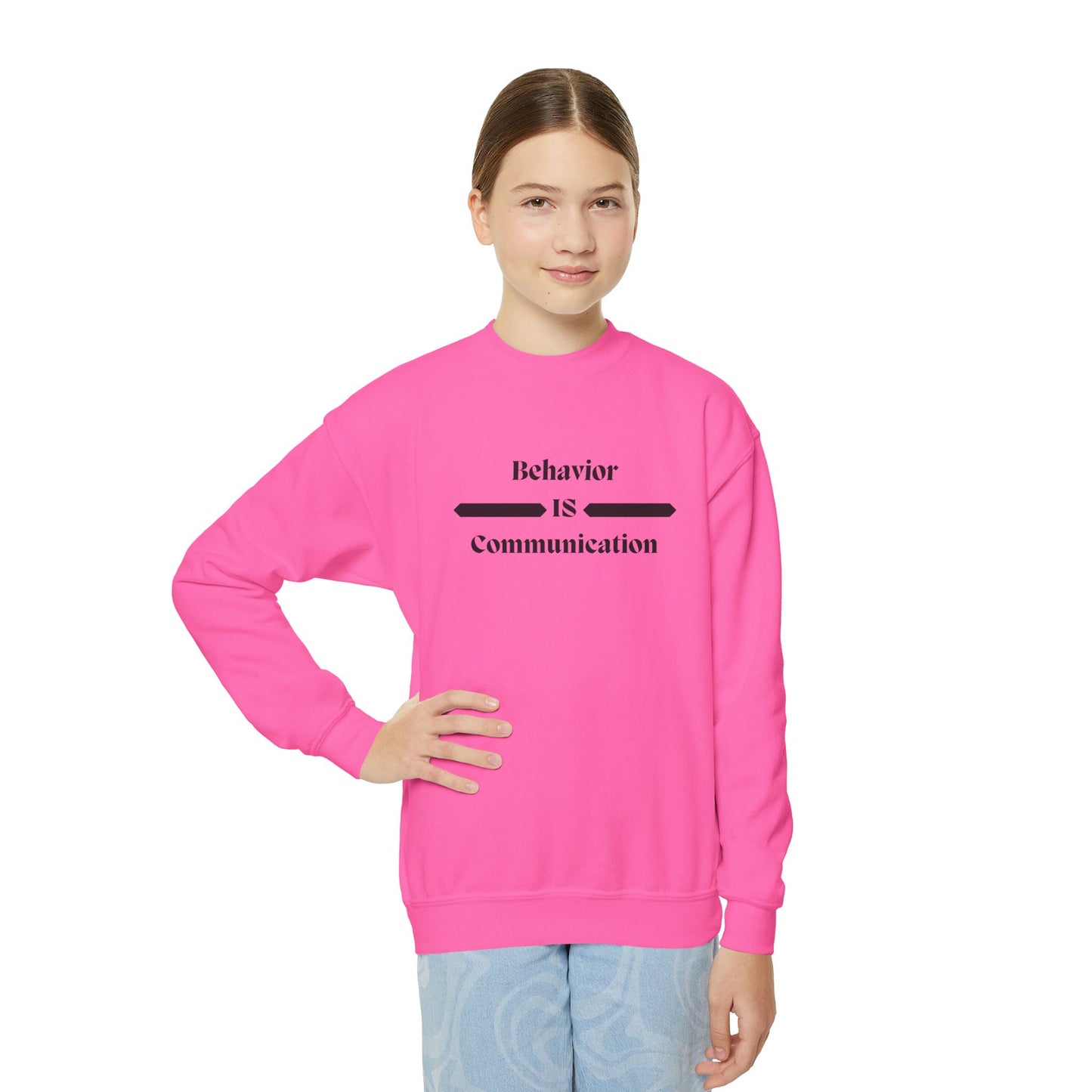 Youth Crewneck Sweatshirt - "Behavior Is Communication" Statement