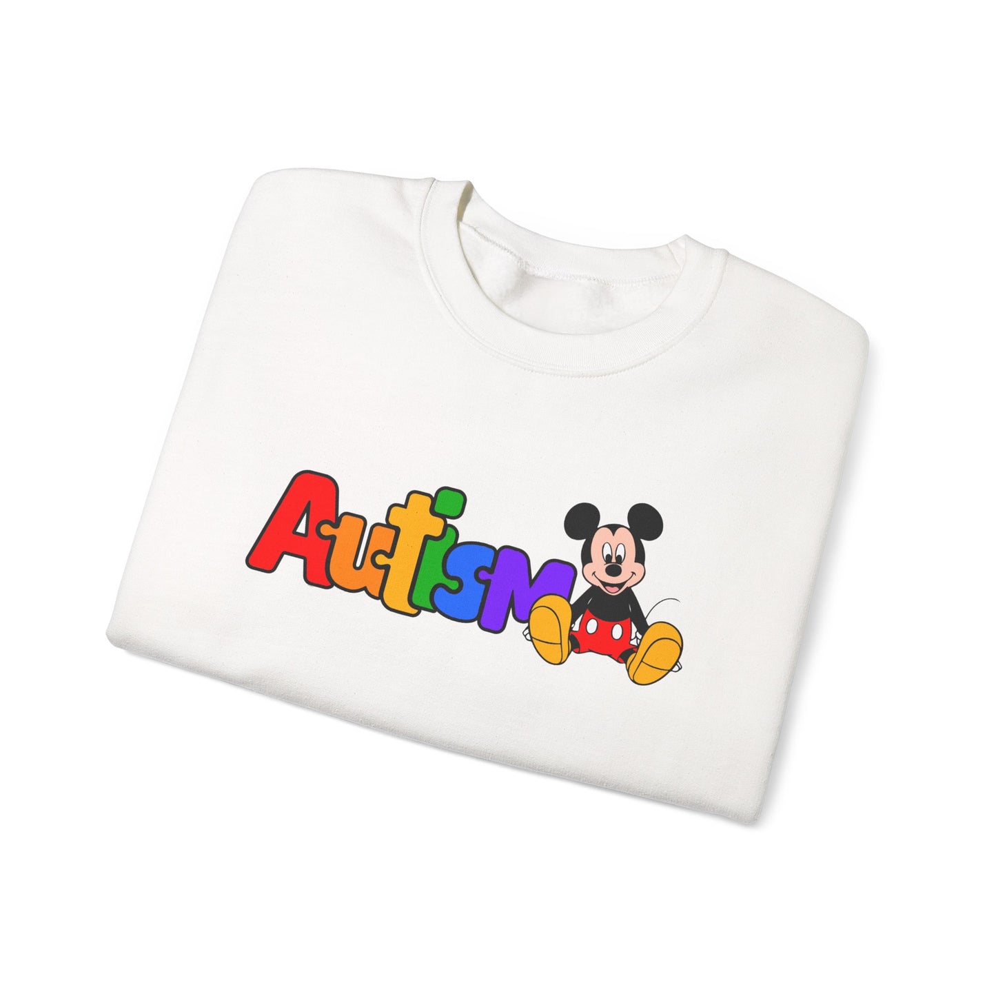 Autism Pride Crewneck Sweatshirt — Colorful Puzzle Text Design