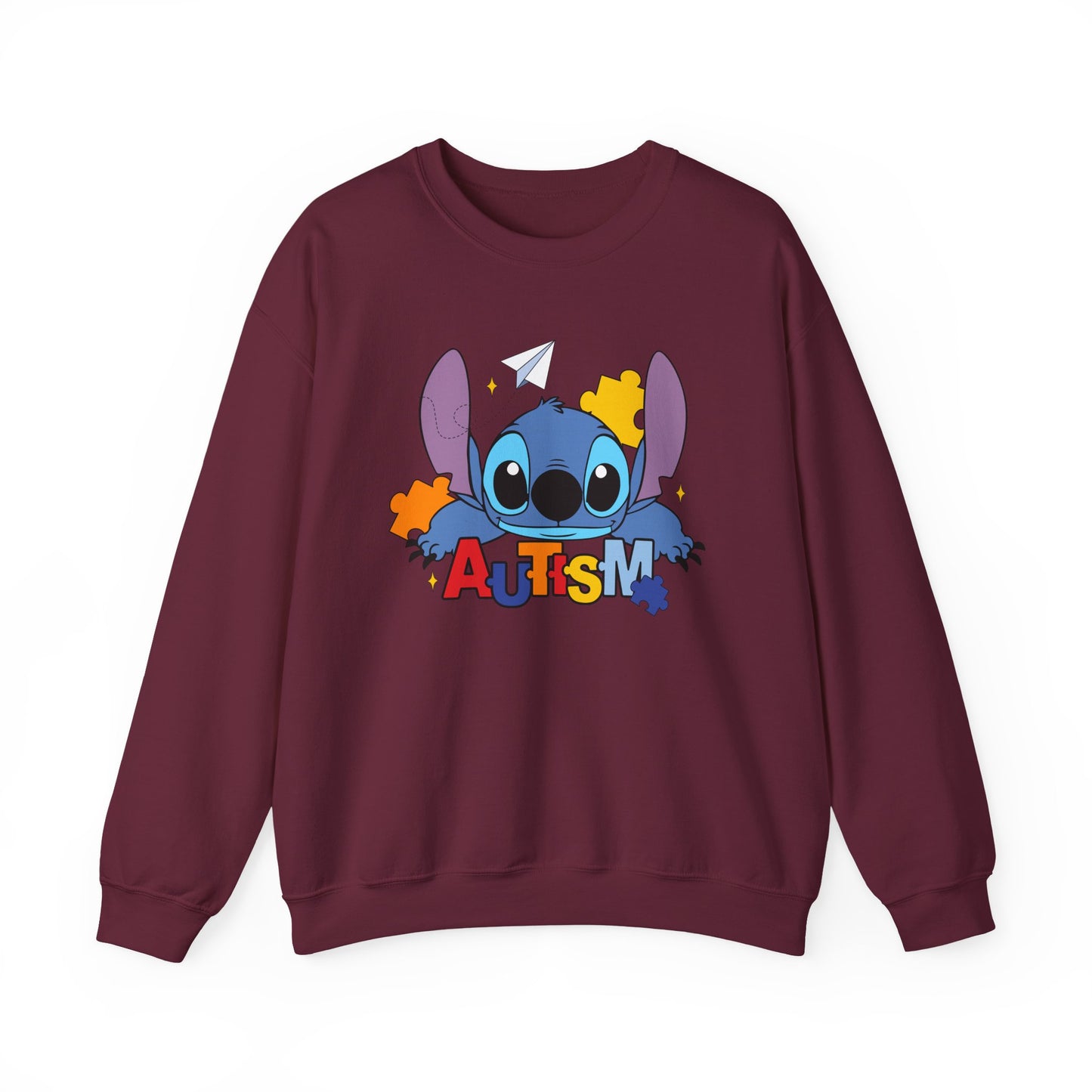 Autism Awareness Crewneck Sweatshirt — Colorful Puzzle Design