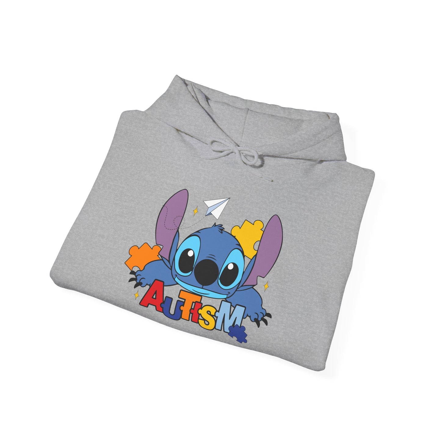 Autism Awareness Hoodie — Cute Cartoon Character with Puzzle Pieces