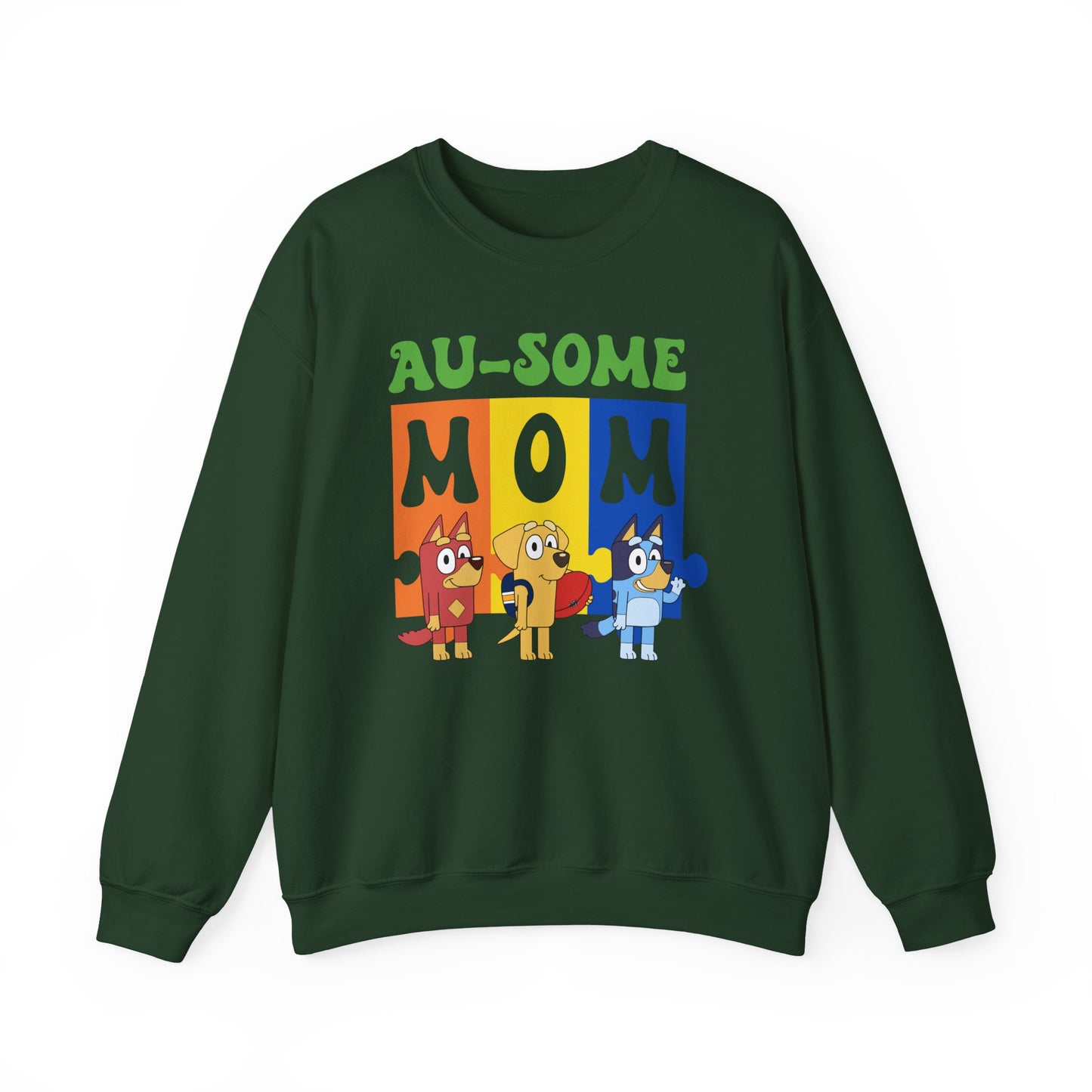 Au-some Mom Sweatshirt — Colorful Kids’ Puzzle Dog Mom Gift