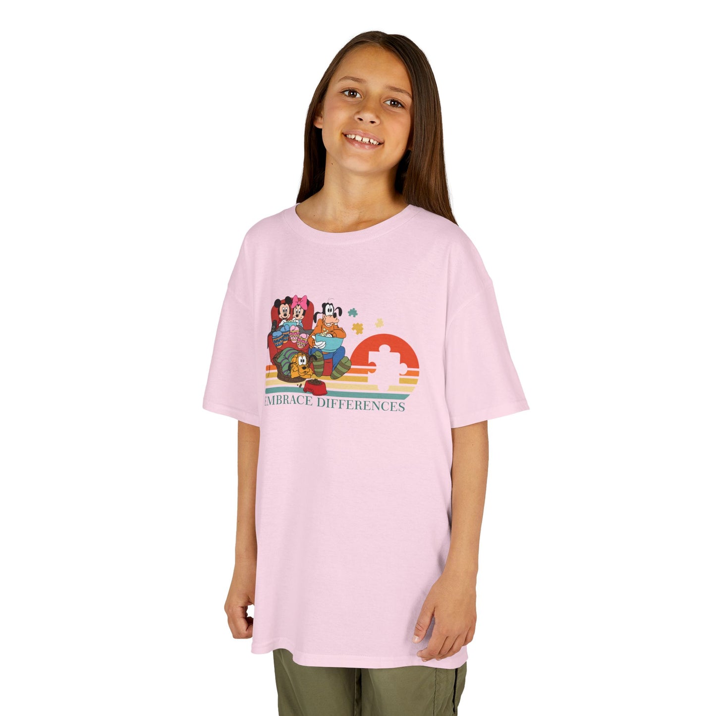 Kids Tee — Colorful Retro Animal Parade "I Embrace Differences"