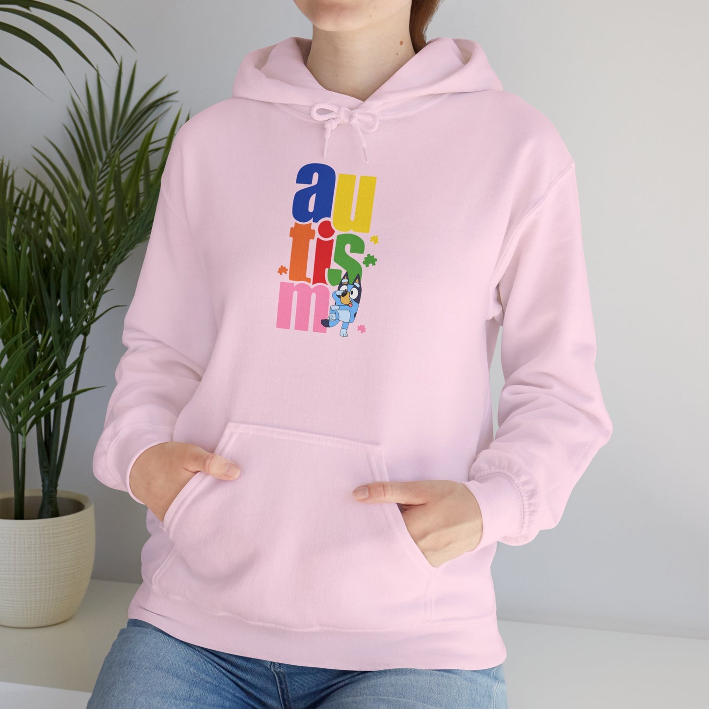 Autism Awareness Hoodie — Colorful Vertical “autism” Design