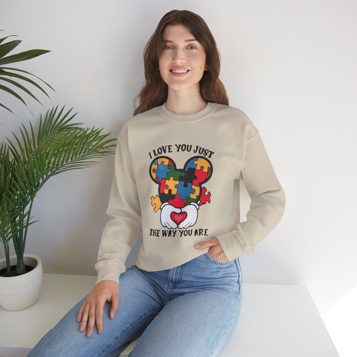 Autism Puzzle Heart Sweatshirt — "I Love You Just The Way You Are" Crewneck