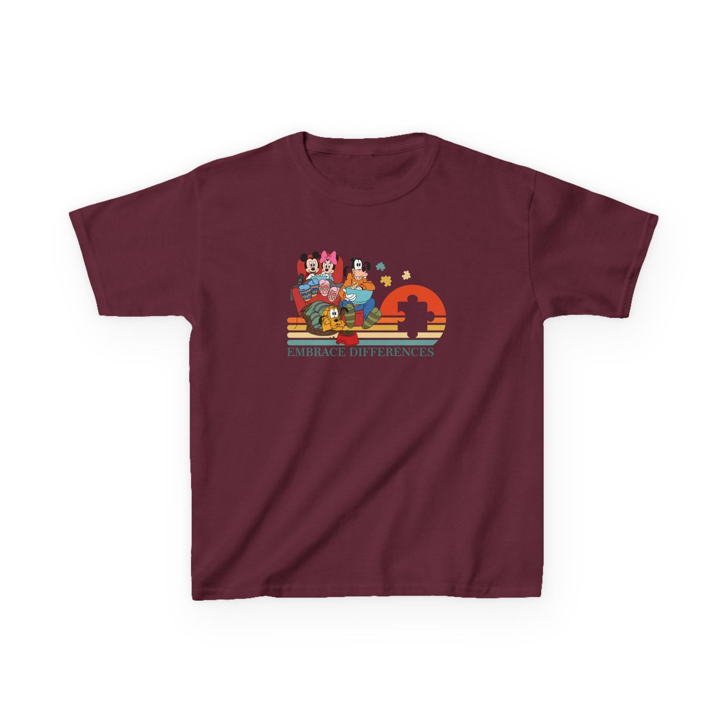 Kids Tee — Colorful Retro Animal Parade "I Embrace Differences"