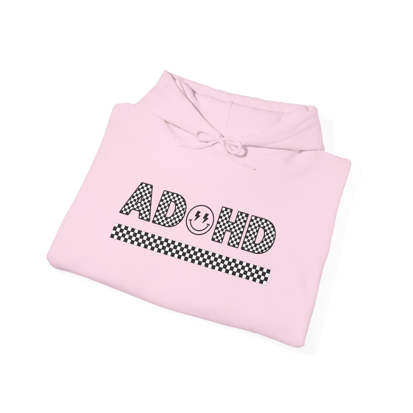 ADHD Smile Checkerboard Hoodie — Retro Graphic ADHD Awareness Pullover