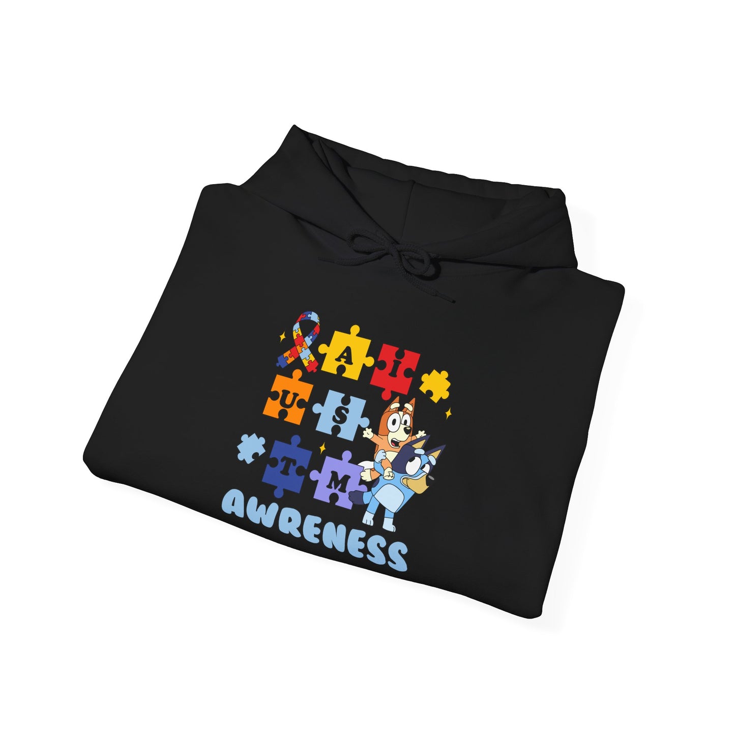 Autism Awareness Hoodie – Bluey Puzzle Ribbon Design