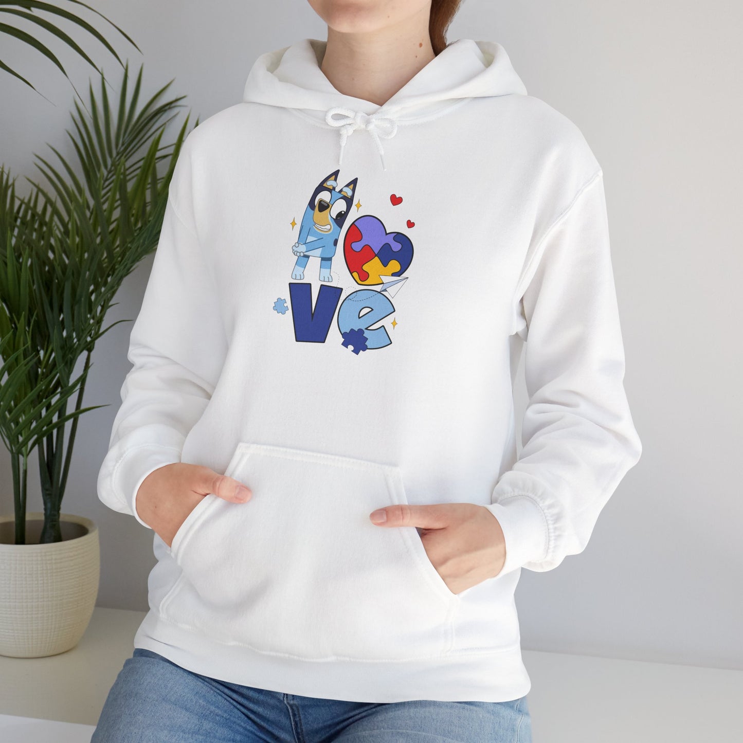 Autism Puzzle Heart Love Hoodie — Cute Inclusive Love Graphic Sweatshirt