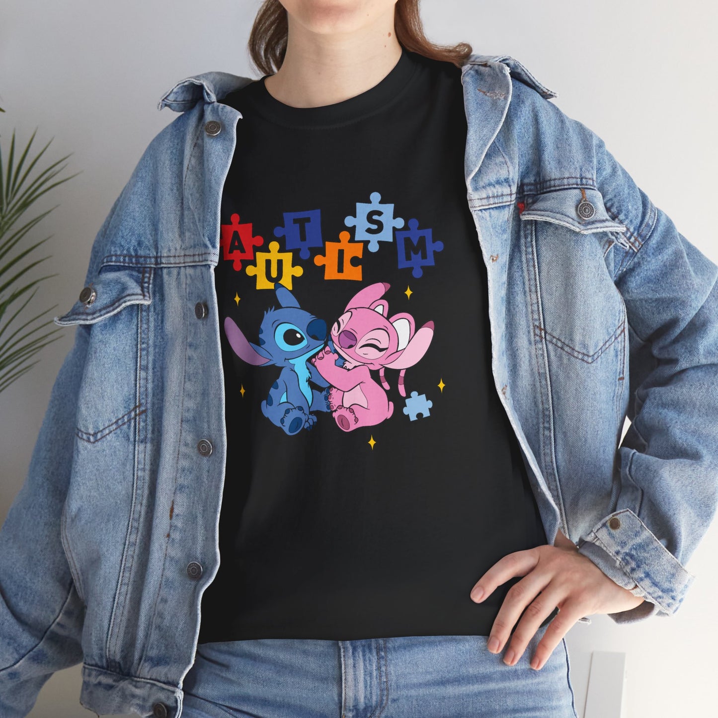 Autism Puzzle Love T-Shirt — Cute Stitch & Angel Friendship Tee