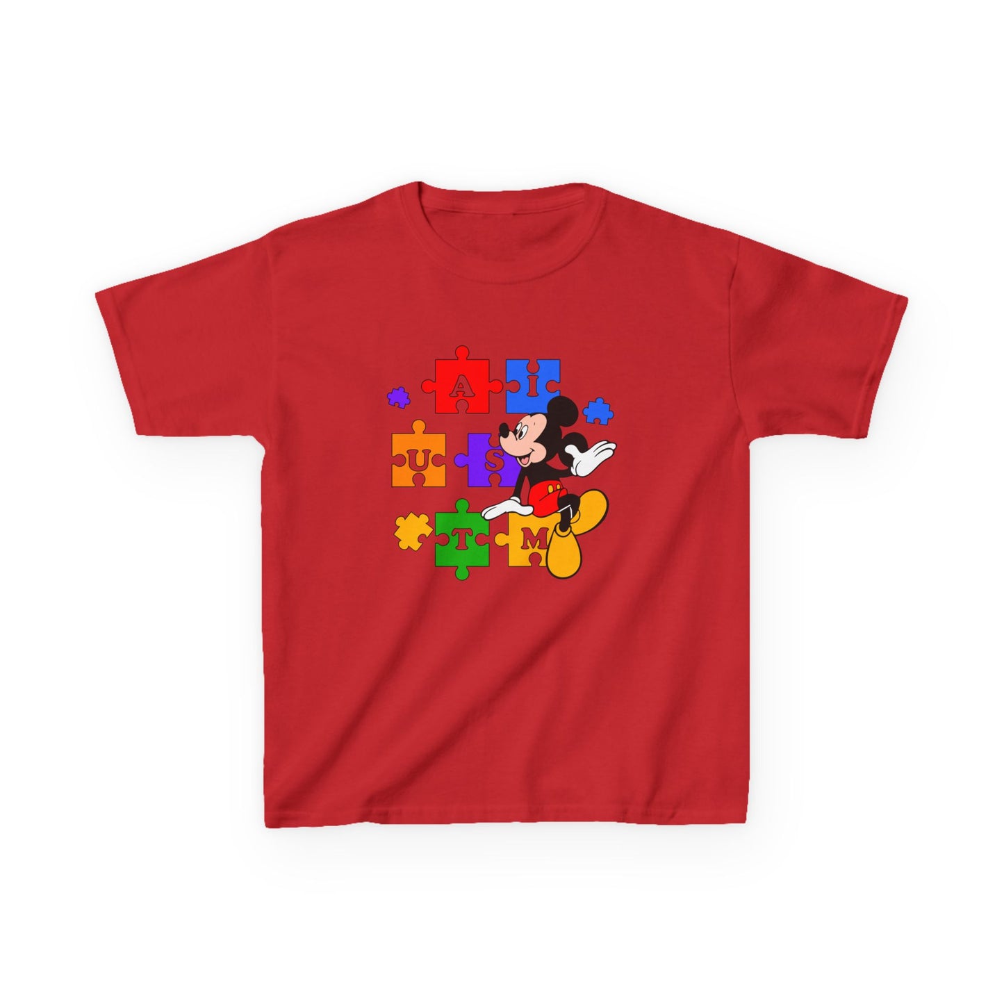 Kids Tee — Mickey Mouse Autism Puzzle Pieces Design