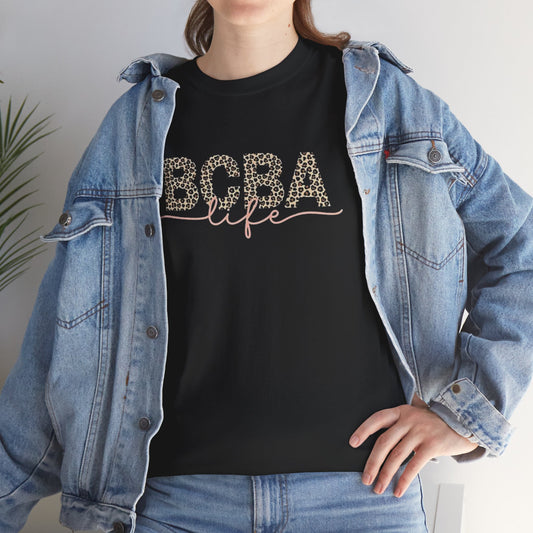 BCBA Life Leopard Print Tee — Bubble Tea Lover Graphic Shirt