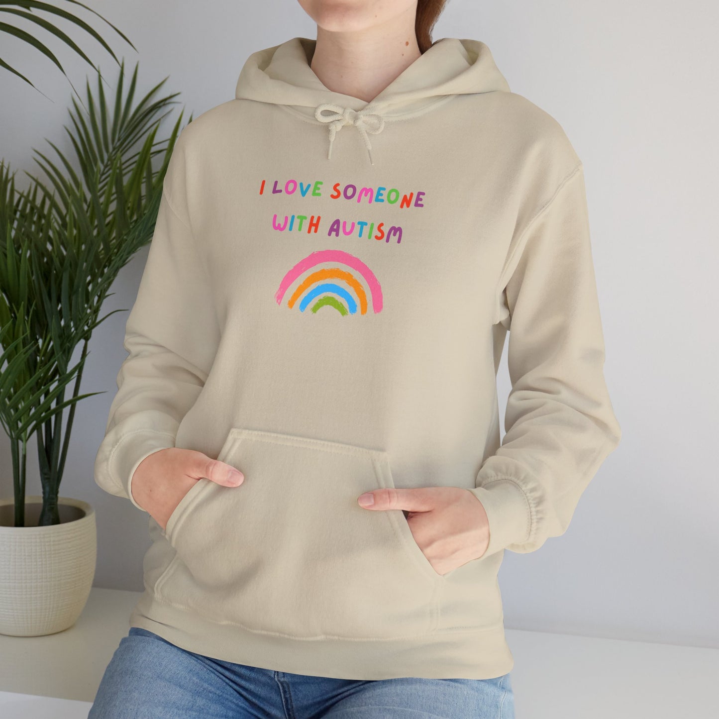 Autism Support Hoodie — "I Love Someone With Autism" Rainbow Sweatshirt