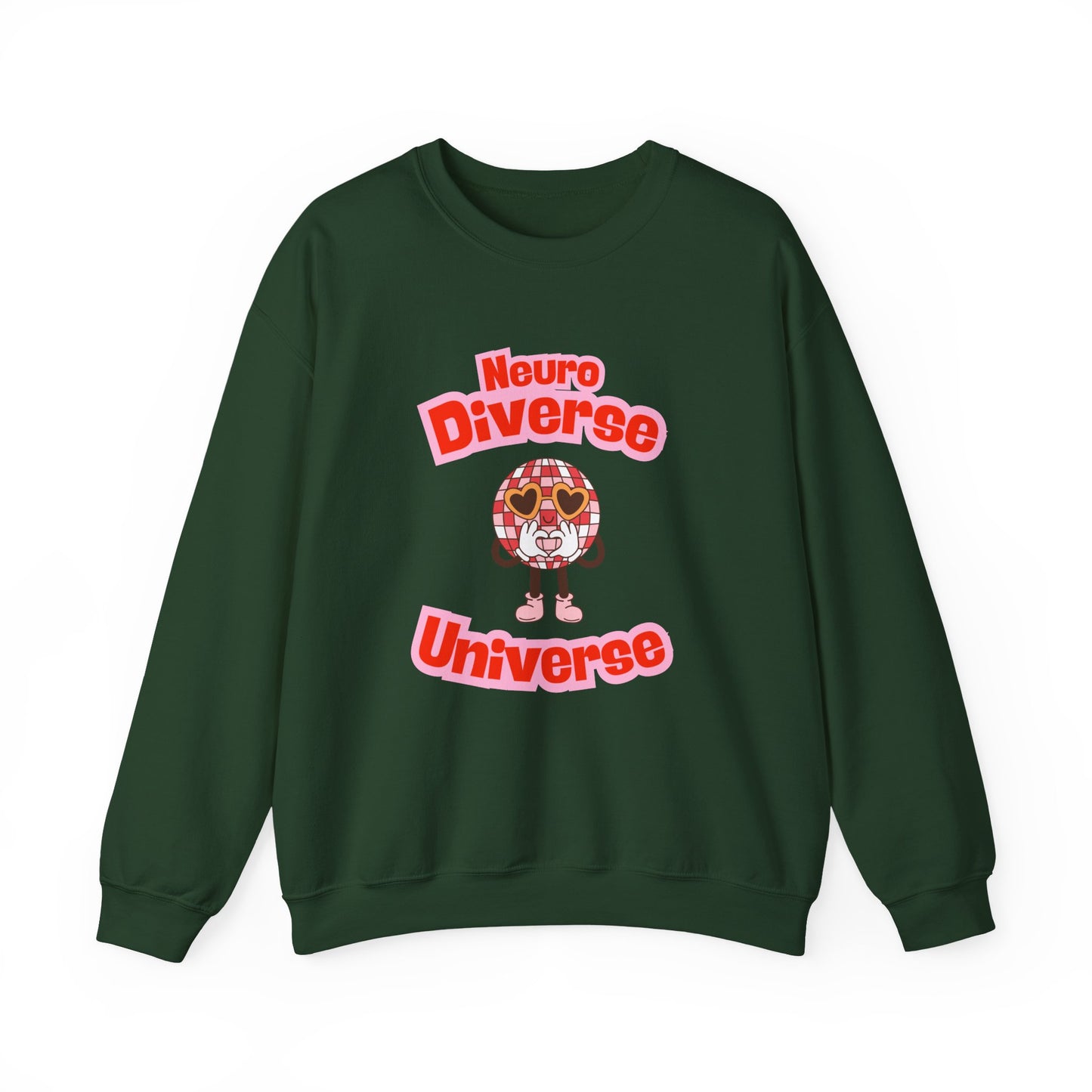 Neuro Diverse Universe Sweatshirt — Cute Brain Character Autism Pride Crewneck