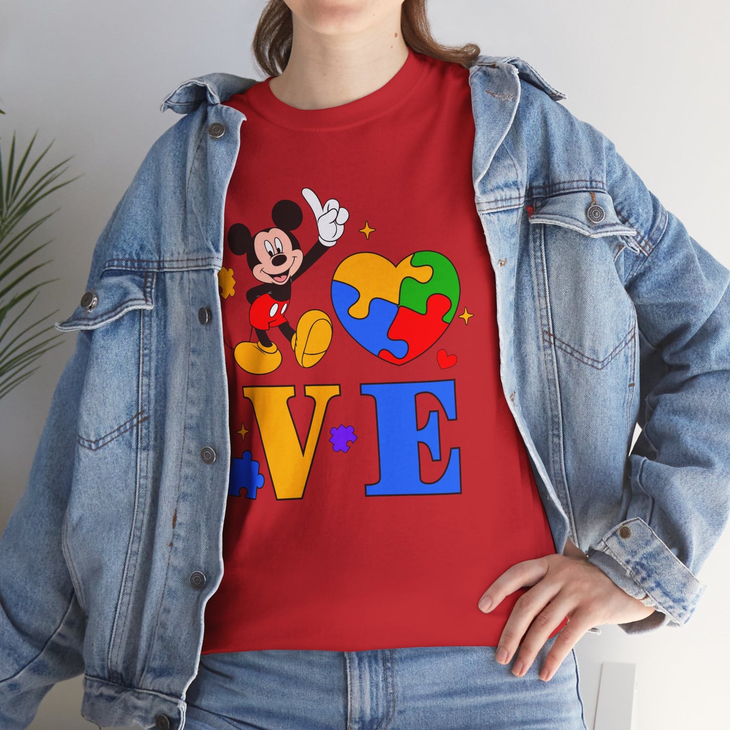 Kid-Friendly Love Puzzle Tee with Cartoon Mouse