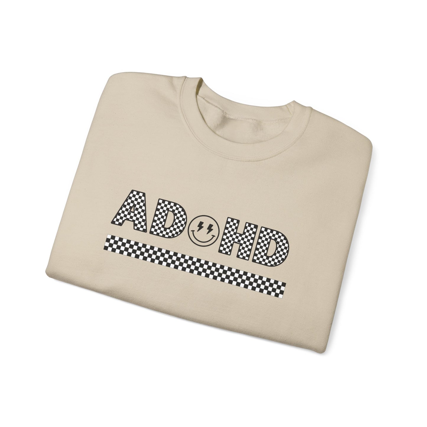 ADHD Smiley Checkered Crewneck Sweatshirt