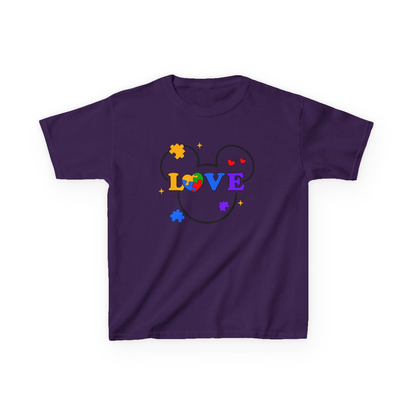 Kids Tee — Colorful Puzzle Heart "LOVE" Autism Awareness Shirt