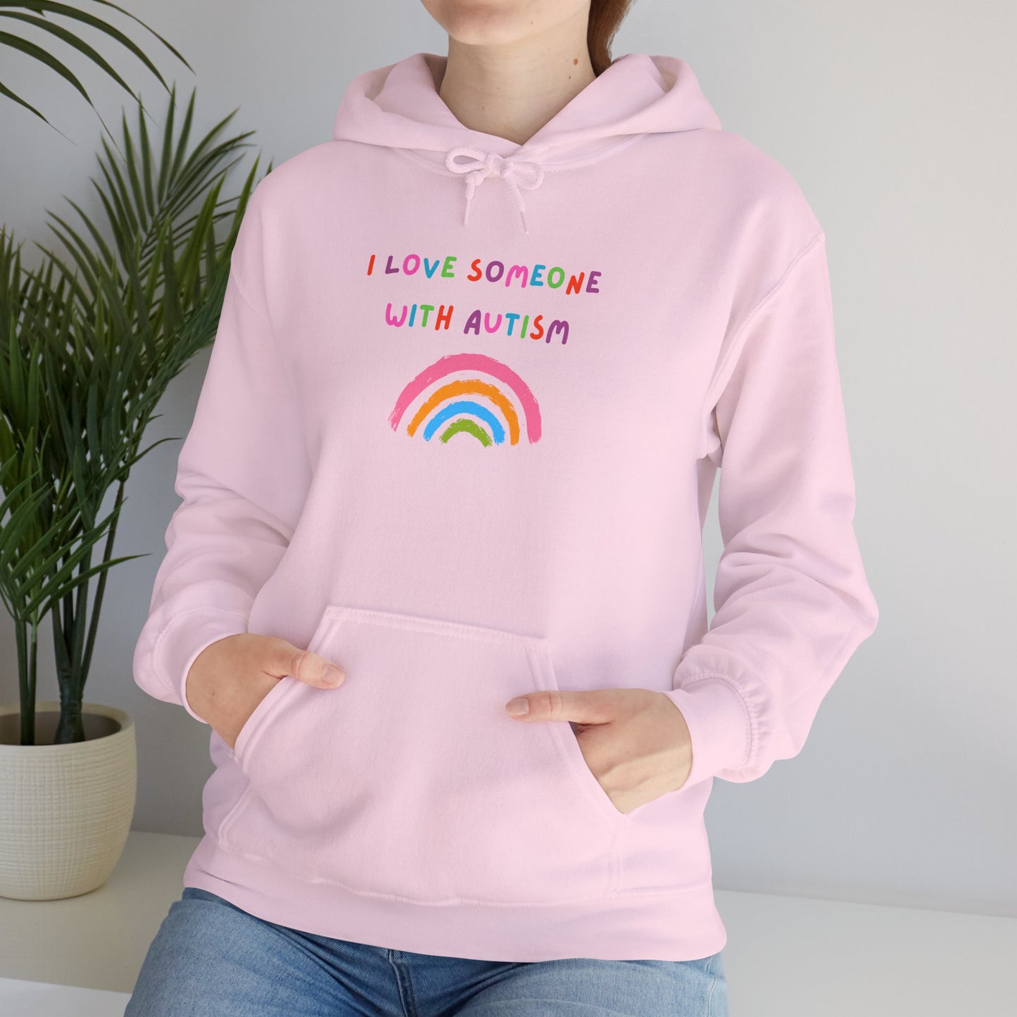 Autism Support Hoodie — "I Love Someone With Autism" Rainbow Sweatshirt