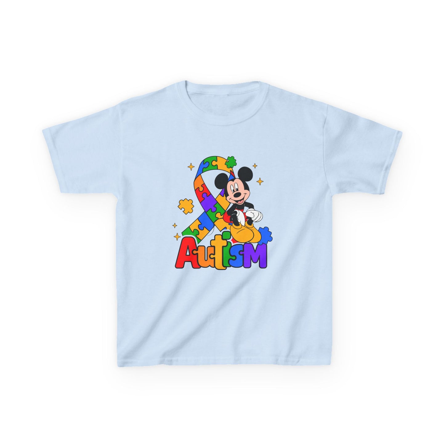 Kids Autism Awareness T-Shirt — Colorful Puzzle Ribbon Design
