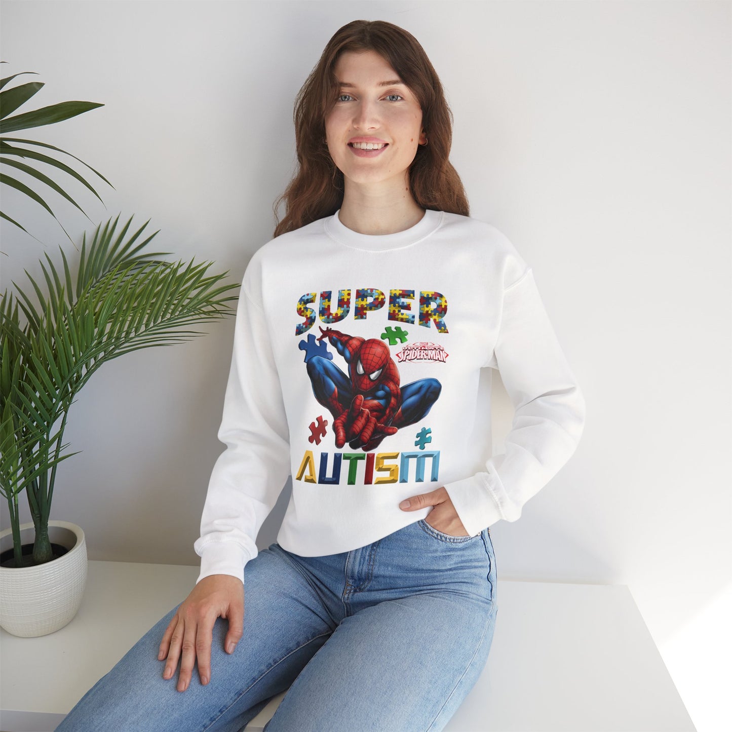 Autism Awareness Sweatshirt — "Super Autism" Puzzle-Logo Crewneck