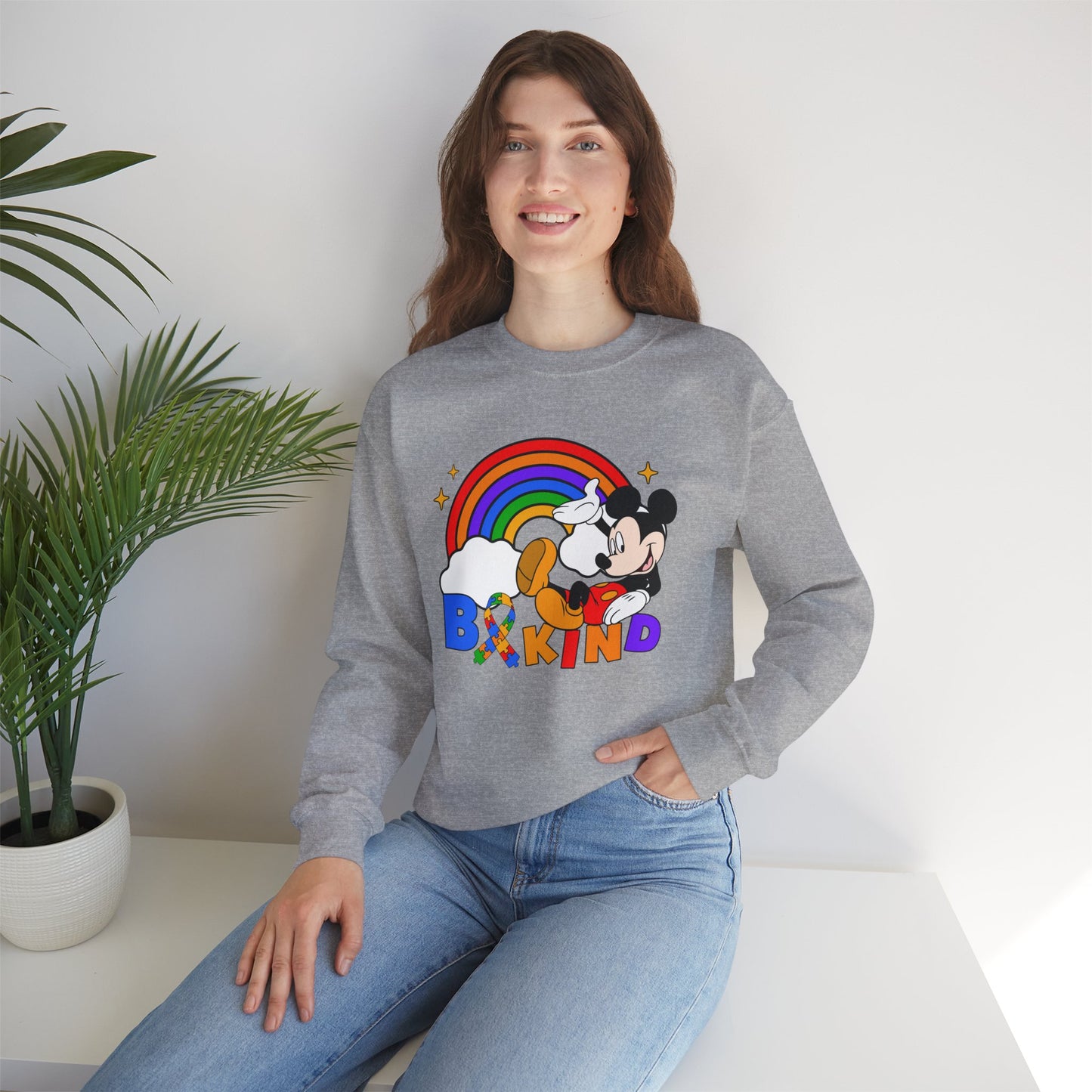 Be Kind Crewneck Sweatshirt — Rainbow Mickey-Inspired Pride Sweatshirt