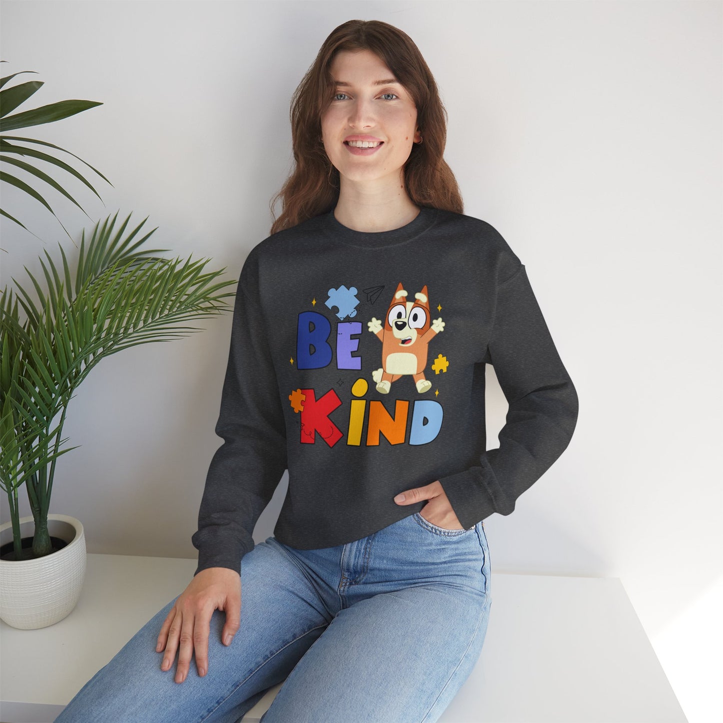 Be Kind Crewneck Sweatshirt — Cute Dog Graphic Kids/Adult Casual Pullover