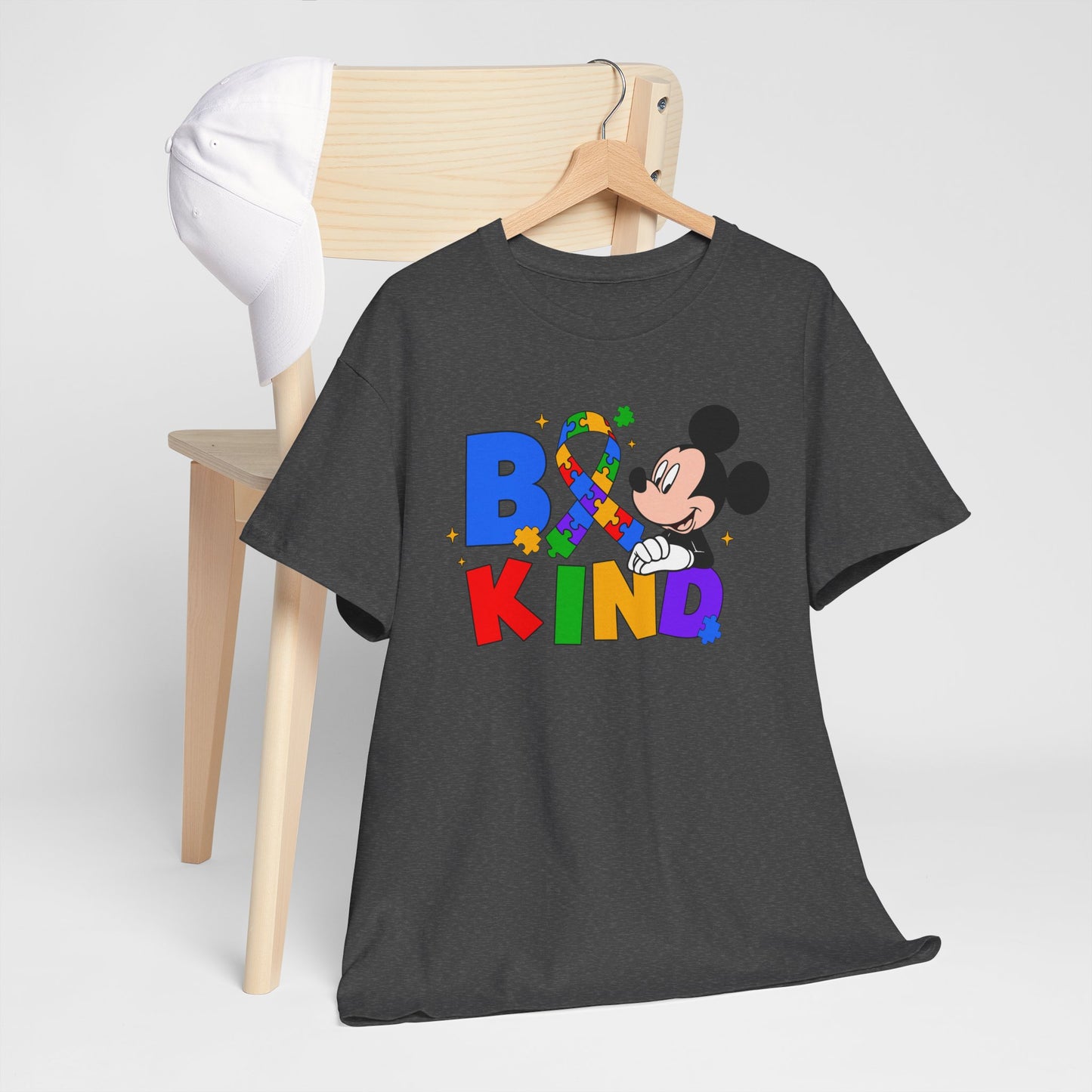 Be Kind Kids T‑Shirt — Colorful Ribbon & Character Graphic