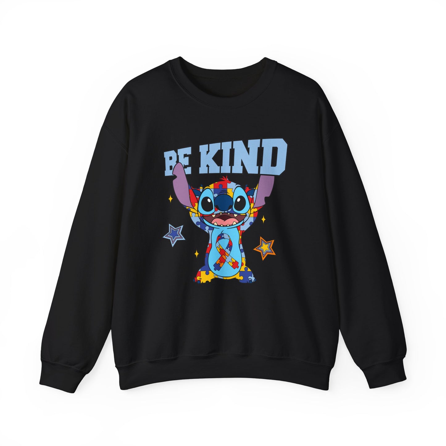 Be Kind Crewneck Sweatshirt — Cute Colorful Cartoon Character Graphic