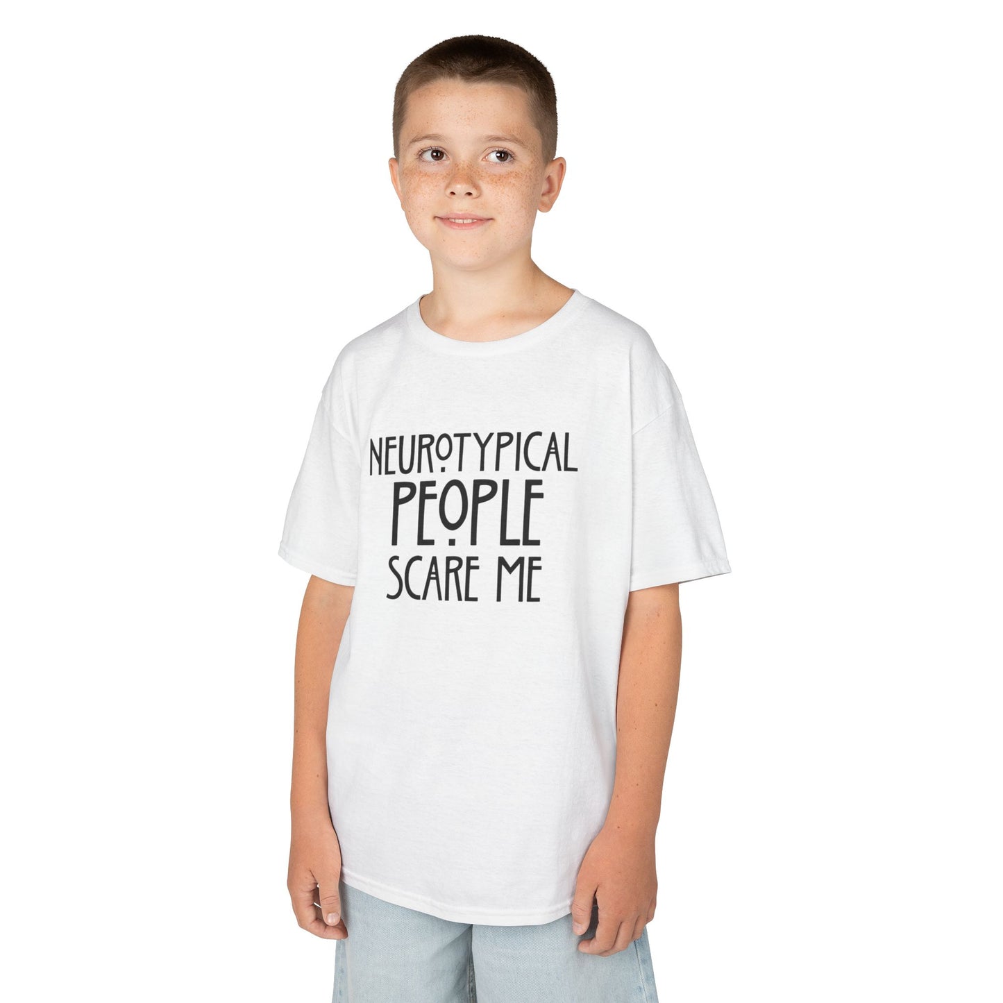 Kids Tee — "Neurotypical People Scare Me" Humor Autism Awareness Shirt