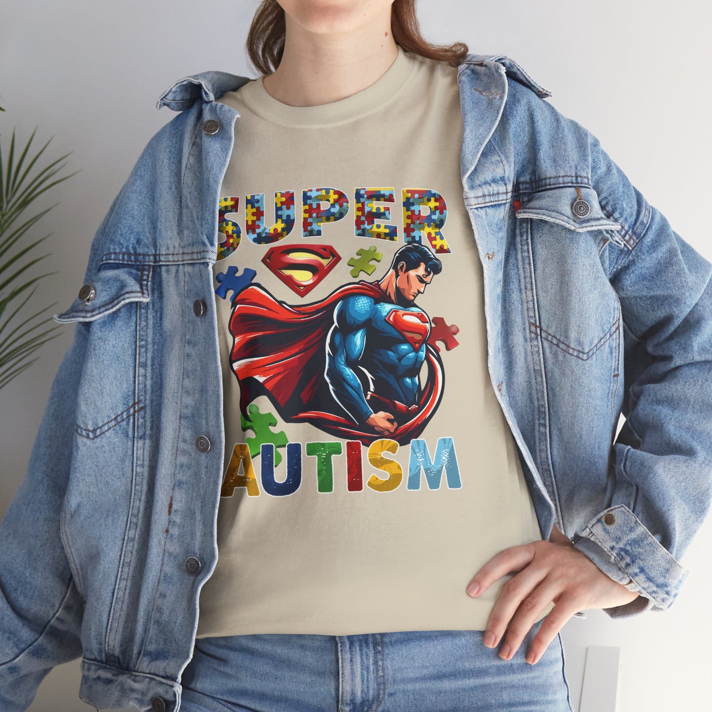 Autism Superhero T-Shirt — "Super Autism" Colorful Puzzle Design
