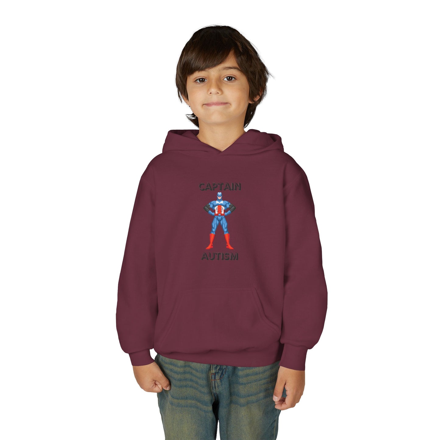 Captain Autism Youth Hooded Sweatshirt - Supportive & Fun Apparel