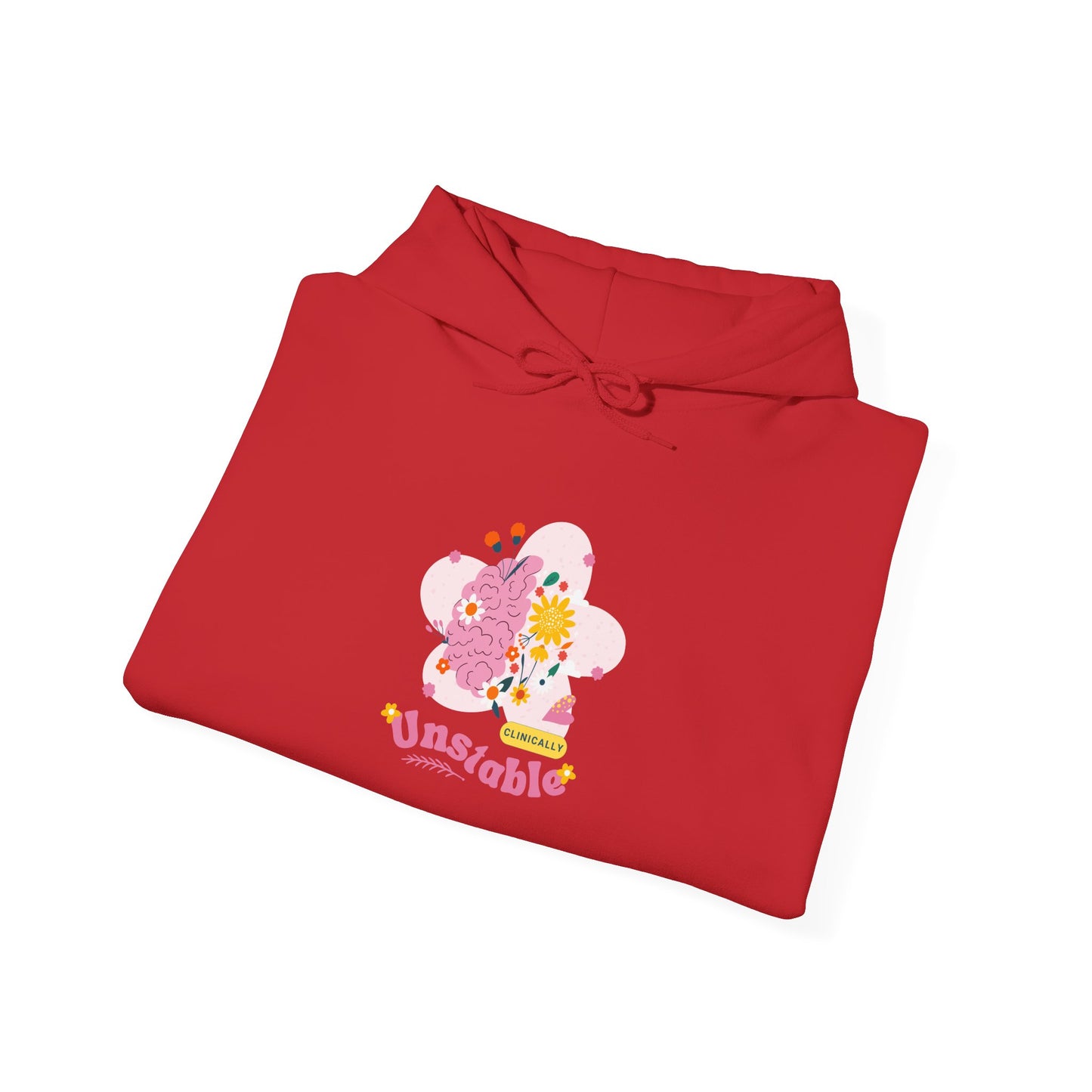 Unstable Cute Pastel Character Hoodie — Kawaii Pink Floral Graphic Sweatshirt